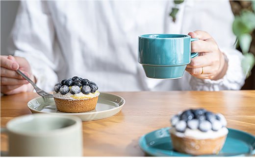 【波佐見焼 マルヒロ】HASAMI SEASON 01 ペアセット（6点）イエローベージュ×グリーン [EB13]