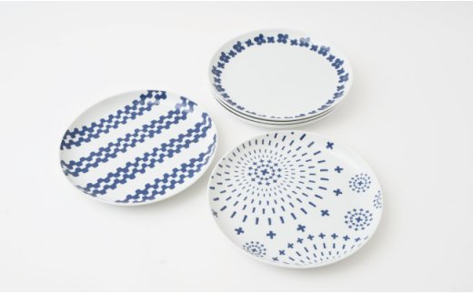 【波佐見焼】【女性に喜ばれること間違いなし♪】シュエット プレート (大) 5枚セット【福田陶器店】 [PA04]