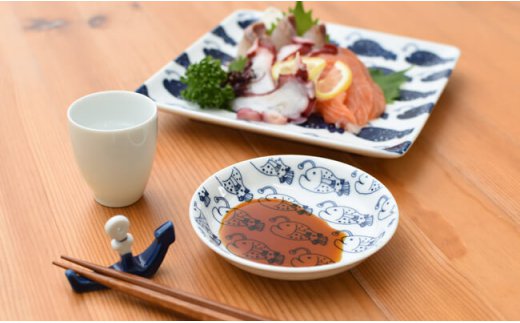 【波佐見焼】natural69 cocomarine×Janke 豆皿5枚セット 白くじら／色くじら／白チョウチンアンコウ／色チョウチンアンコウ／白スターフィッシュ [QA09]