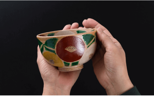 【波佐見焼】魯山人写椿 大鉢 /抹 茶碗 セット（桐箱入） どんぶり ボウル【利左エ門窯】 [QB01]