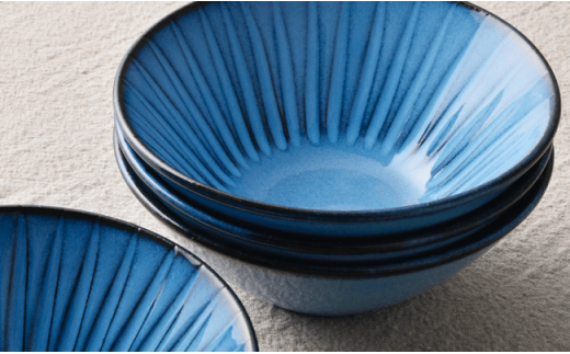 【波佐見焼】大人気しのぎシリーズ！蒼鎬（あおしのぎ）盛鉢セット 取り皿 食器 ボウル 【利左エ門窯】 [QB03]