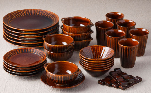 【波佐見焼】飴鎬（あめしのぎ） パーティーセット 取り皿 プレート スープカップ  【利左エ門】 [QB21]