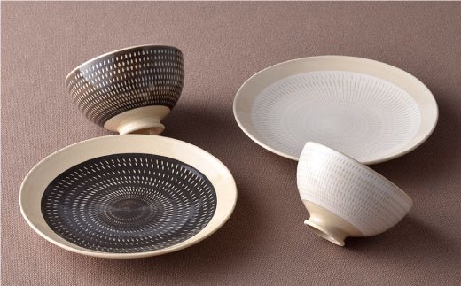 【波佐見焼】おうちごはんペアセット 茶碗 プレート 食器 陶器 【利左エ門窯】 [QB30]