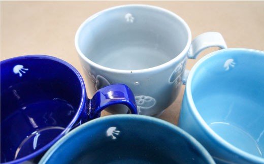 【波佐見焼】Ocean スタッキング マグカップ 4柄セット スープマグ スープカップ 陶器【トーエー】 [QC05]