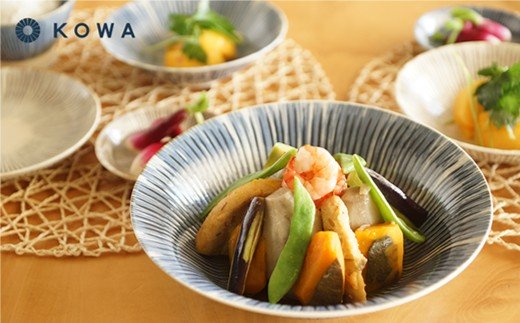 【波佐見焼】十草彫り（とくさぼり） 大鉢 ・ 小鉢 4点セット （青・茶）【光和陶器】 [SC10]