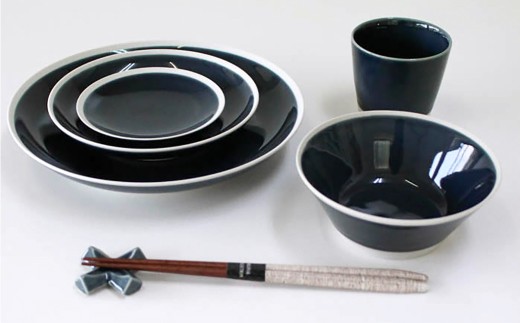 【波佐見焼】シャイニーカラー ブルー（サファイア）10点セット 皿 ボウル カップ 【陶芸ゆたか】 [VA52]