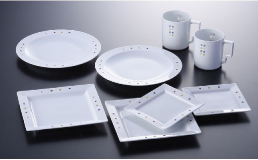 【波佐見焼】水晶カラフルスクエア プレート ボウル マグカップ 含む バリューセット（お二人様用） 食器 皿 【丹心窯】 [AB09]