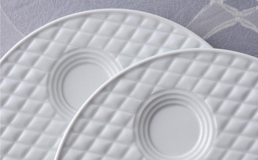 【波佐見焼】白磁キルティング プレート 2枚セット【丹心窯】 [AB21]