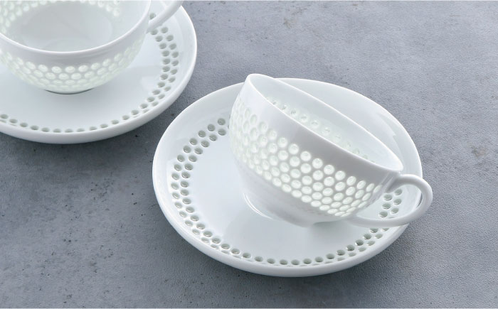 【波佐見焼】水晶プレミアム ティーカップ ソーサー 2客セット【丹心窯】 [AB37]