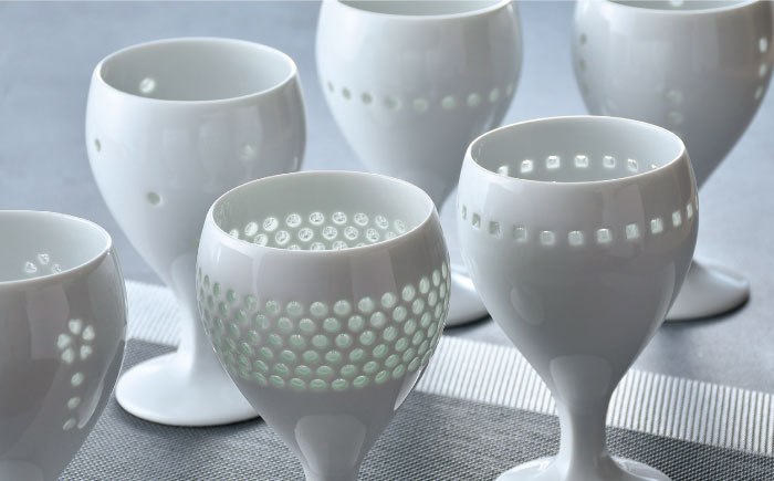 【波佐見焼】水晶彫ショートワイン 6ピースセット 食器【丹心窯】 [AB43]