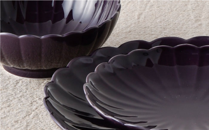 【波佐見焼】RINKA プレート ボウル 3点セット 紫【長十郎窯】 [AE27]