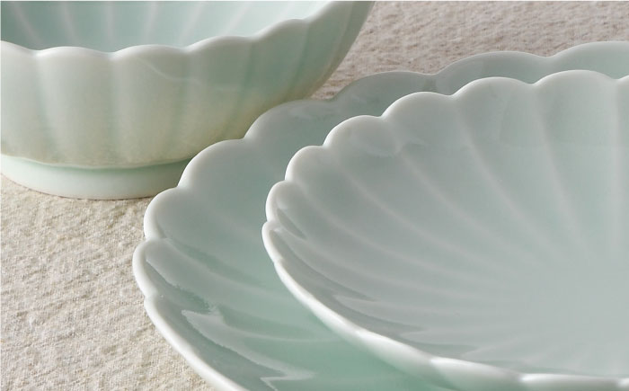 【波佐見焼】RINKA プレート ボウル 3点セット 青磁【長十郎窯】 [AE28]