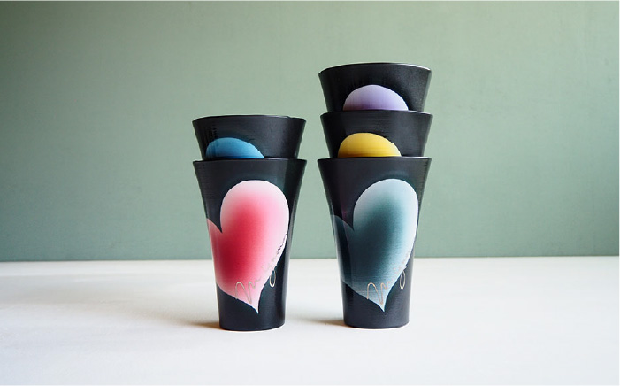 【波佐見焼】mignon ハート タンブラー 2個セット 黄・紫【紫明窯・作家はな】【陶藤】 [BE21]