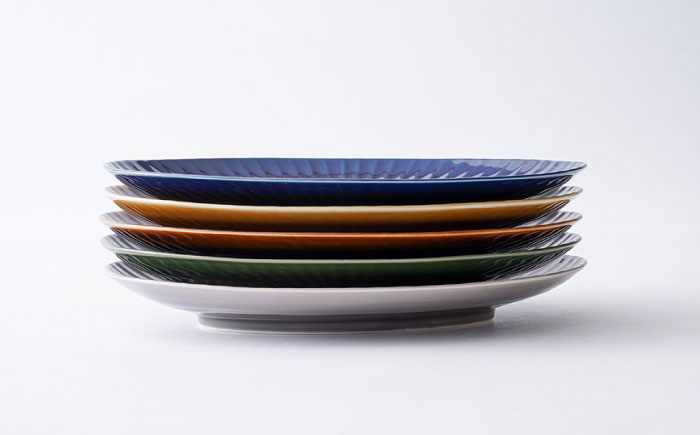 【波佐見焼】しのぎ 楕円皿 プレート（大） 5colors 5枚セット【一龍陶苑】 [CC55]