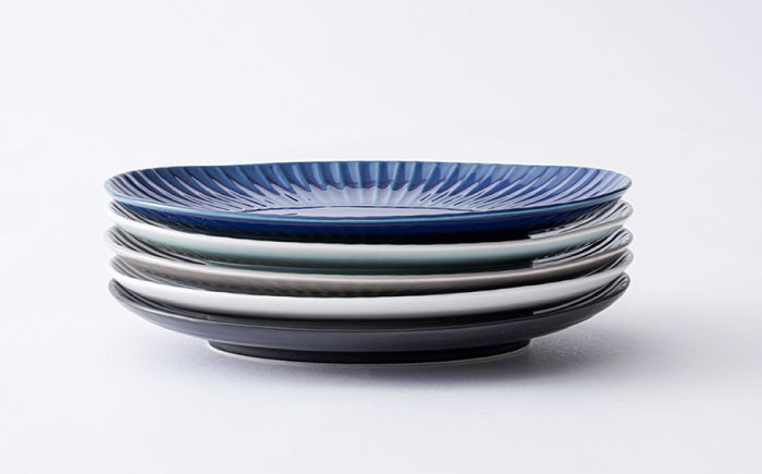 【波佐見焼】しのぎ 楕円皿 プレート（小） 5colors 5枚セット【一龍陶苑】 [CC56]