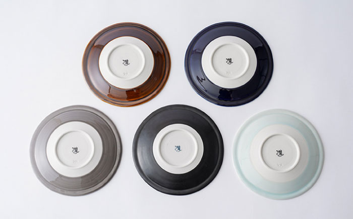 【波佐見焼】リム プレート 中皿 5colors 5枚セット 取り皿 18cm 6寸【一龍陶苑】 [CC69]