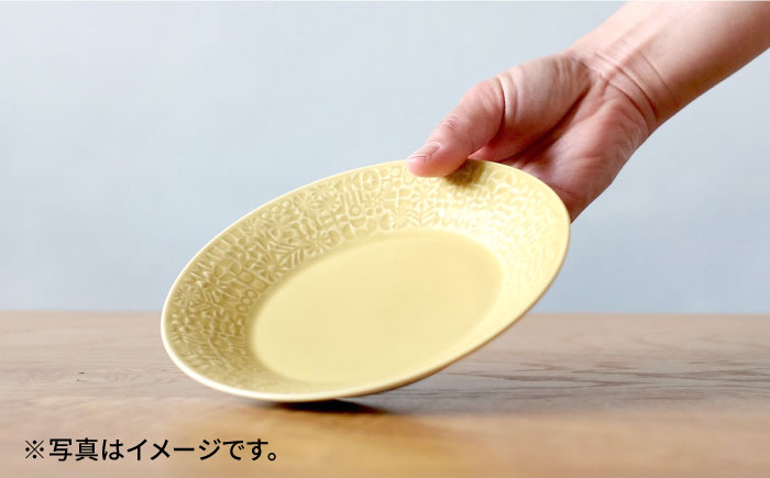【波佐見焼】PATTERNED PLATE,MUG  セット yellow 【BIRDS' WORDS】 [CF039]