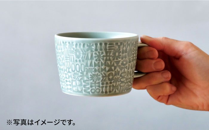 【波佐見焼】PATTERNED PLATE,MUG  セット squall gray 【BIRDS' WORDS】 [CF040]