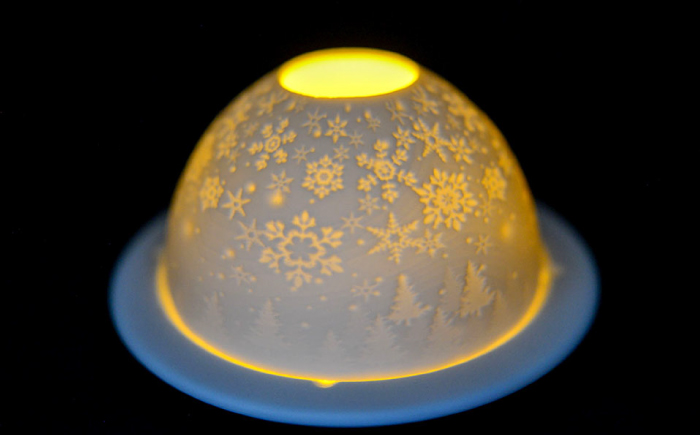 【波佐見焼】リトファニーキャンドルライト〈スノーフレーク〉【ルセラ・ポーセリン】 [CG15]