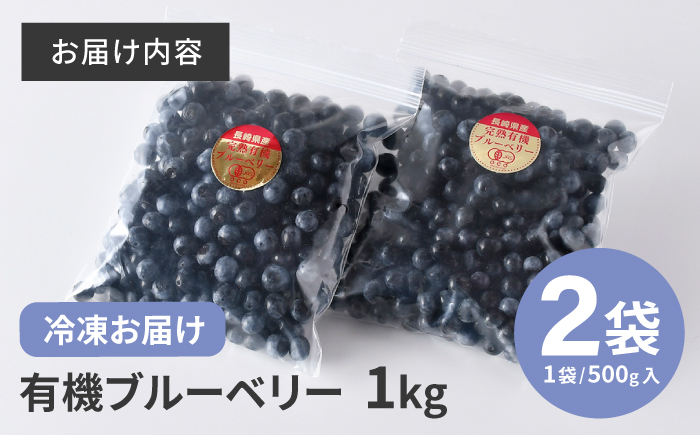 【有機JAS認証】有機ブルーベリー 冷凍 1kg(500g×2袋) 国産 【百笑会】 [DA31]