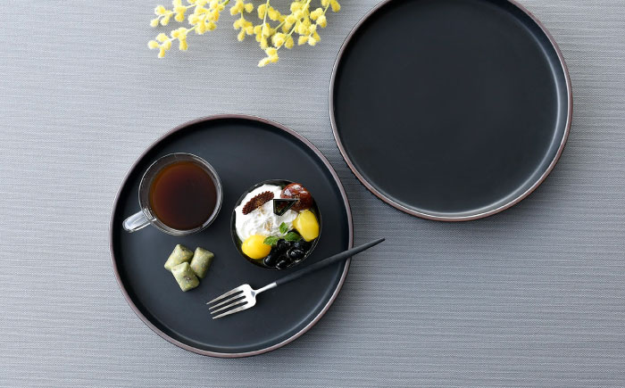 【波佐見焼】【ギアシリーズ】マットカラープレート（大）2枚セット（ブラック2枚）食器 皿【大新窯】 [DC125]