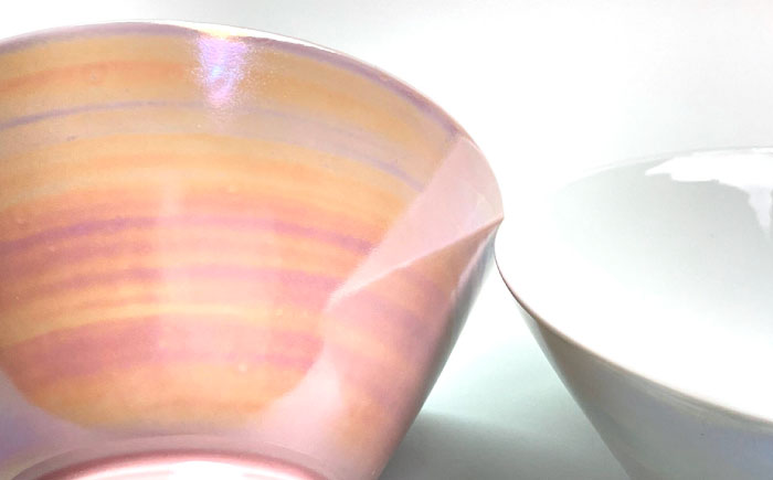 【波佐見焼】パール 茶碗 （グレー・ピンク） 【大新窯】 [DC151]