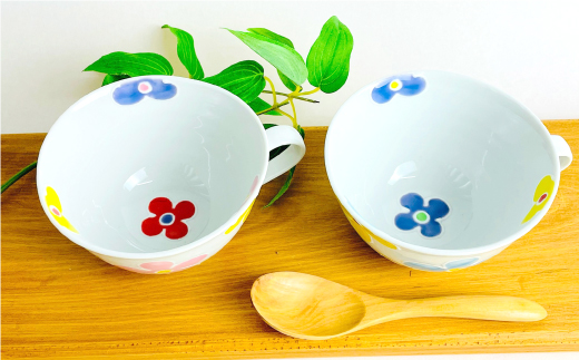 【波佐見焼】「彩花」スープカップ セット【大新窯】 [DC65]