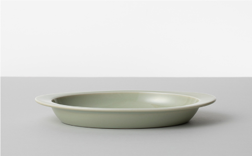 【波佐見焼 マルヒロ】HASAMI SEASON 01 オーバルプレートセット（4点）グリーン×イエローベージュ [EB151]