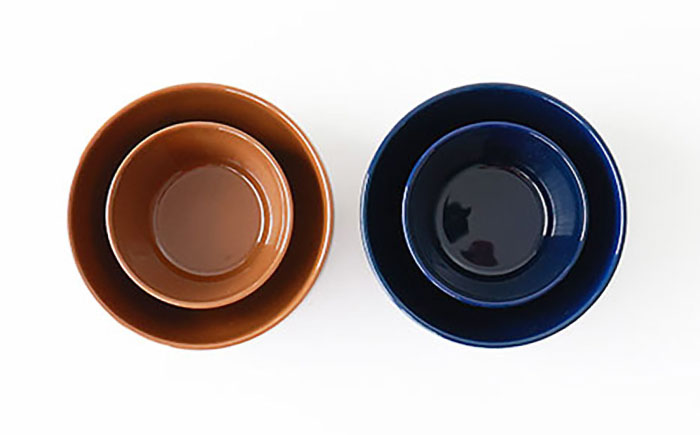 【波佐見焼 マルヒロ】HASAMI SEASON 01 ブロックボウルミニ・ボウルリトルペアセット（4点）ブラウン＆ネイビー [EB189]