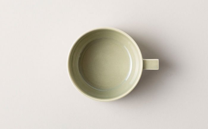 【波佐見焼 マルヒロ】HASAMI SEASON 01 ブロックマグスープペアセット（2点）イエローベージュ＆グリーン [EB190]