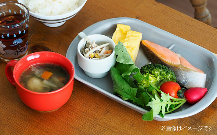 【波佐見焼 マルヒロ】BARBAR もぐもぐごっくん 仕切り皿 ペアセット（2点）グレイ＆ピンク [EB196]