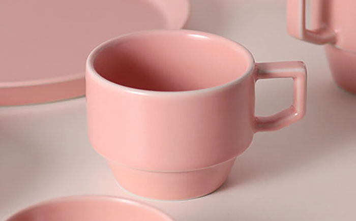 【波佐見焼 マルヒロ】HASAMI SEASON 01 ブロックマグペアセット（2点）ピーチ×アイスグリーン [EB198]