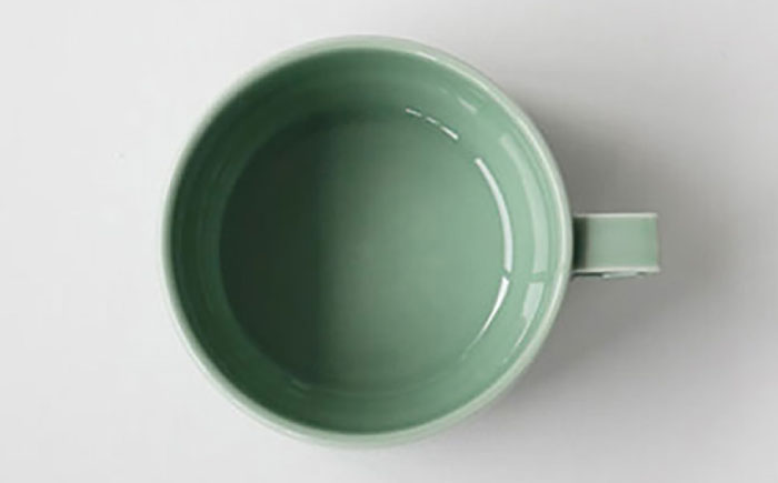 【波佐見焼 マルヒロ】HASAMI SEASON 01 ブロックマグスープペアセット（2点）ピーチ×アイスグリーン [EB209]