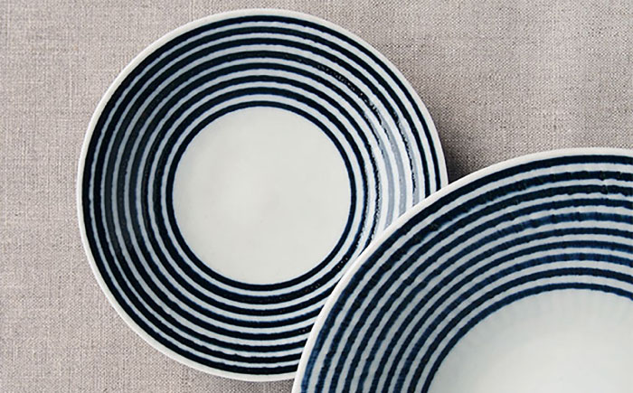 【波佐見焼 マルヒロ】BARBAR 藍駒 中皿・大皿ペアセット（4点） [EB214]