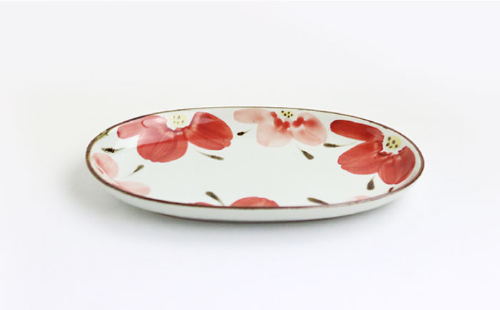 【波佐見焼】花々 布目楕円 プレート ペアセット【翔芳窯】 [FE101]