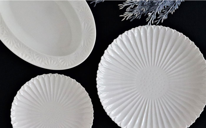 【波佐見焼】マリーゴールド プレート M 白 2枚セット ケーキ皿 取り皿【翔芳窯】 [FE102]