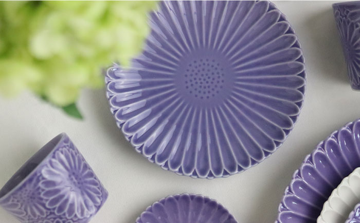 【波佐見焼】マリーゴールド プレート M ヴァイオレット 5枚セット ケーキ皿 取り皿【翔芳窯】 [FE106]