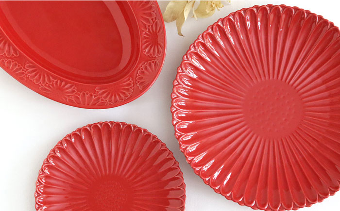 【波佐見焼】マリーゴールド プレート M  赤 5枚セット ケーキ皿 取り皿【翔芳窯】 [FE117]