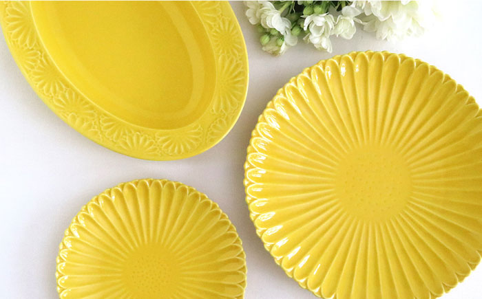【波佐見焼】マリーゴールド プレート M  イエロー 5枚セット ケーキ皿 取り皿【翔芳窯】 [FE119]