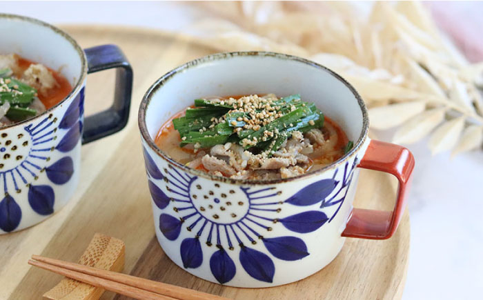 【波佐見焼】ブルーメ スープカップ ペアセット【翔芳窯】 [FE158]