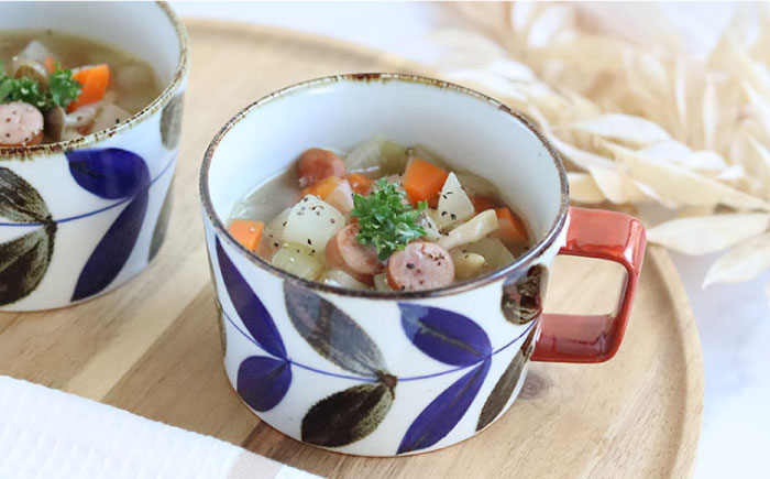 【波佐見焼】リーフ スープカップ ペアセット【翔芳窯】 [FE160]