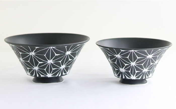 【波佐見焼】ホワイトライン麻 ミニ丼 どんぶり マットブラック【翔芳窯】 [FE163]