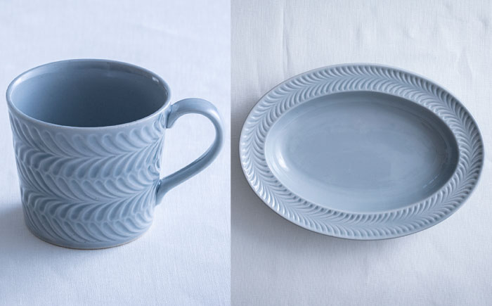 【波佐見焼】【大人気】ローズマリー グレー・ブルーグレー プレート ボウル マグカップ 含む 10点セット【翔芳窯】 [FE186]