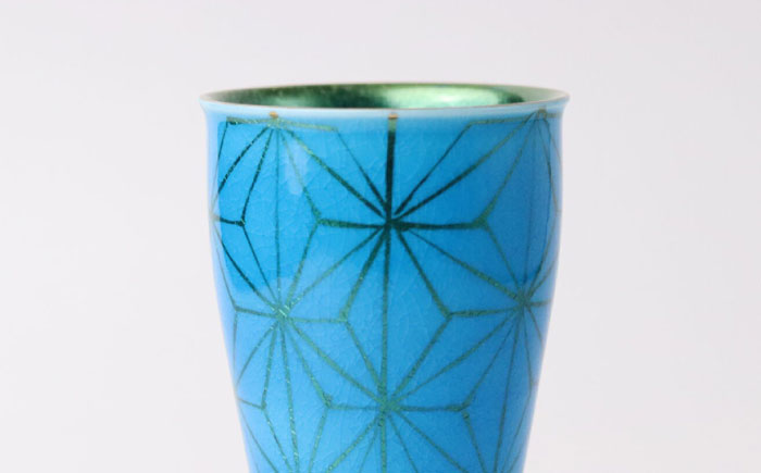 【波佐見焼】2nd 008 ビアカップ スマートシェア オーシャンブルー×Gold【翔芳窯】 [FE326]