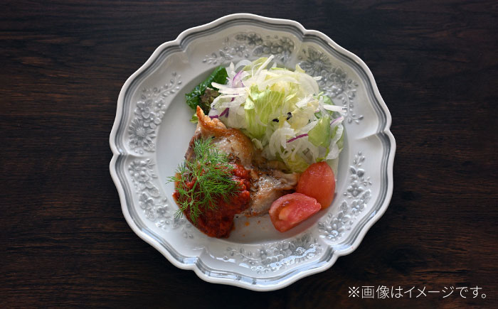 【波佐見焼】ombre de fleur ブーケプレート palette gray 4枚セット【翔芳窯】 [FE529]