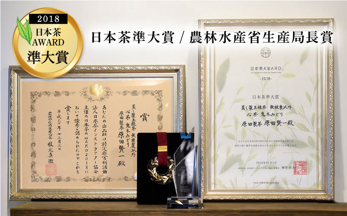 日本茶アワード受賞 玉緑茶「心茶 鬼木みどり」3本セット【原田製茶】 [GA16]