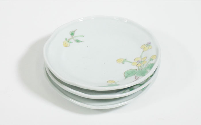 【波佐見焼】小花紋 小皿 3枚セット【藍水】 [GB37]