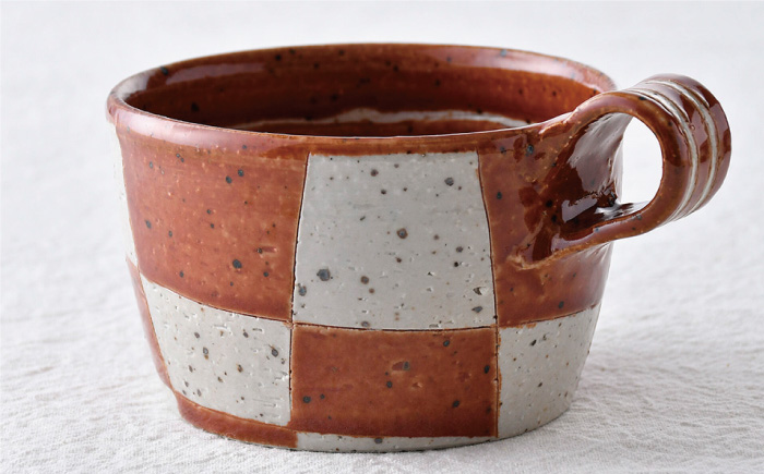 【波佐見焼】オリベ市松 スープマグ ペアセット【大桂工房】 [GD31] GD31