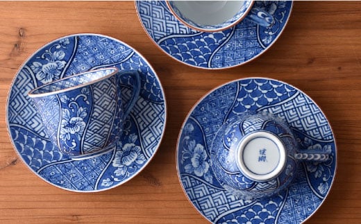 【波佐見焼】祥瑞コーヒー碗皿5点セット【洸琳窯】 [GE05]