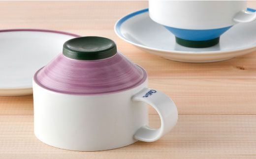 【波佐見焼】多用カップ・ プレート （紫・水色）ペア【洸琳窯】 [GE15]